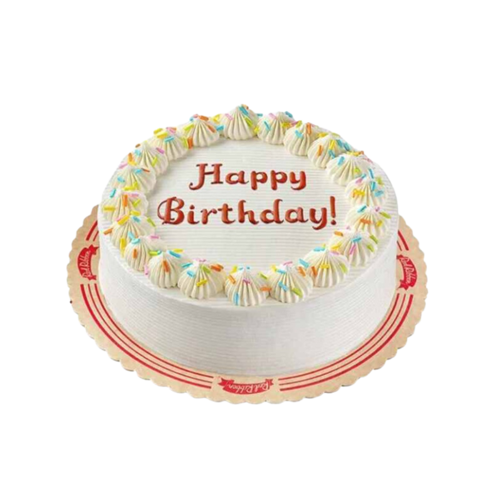 Round Vanilla Sprinkles Dedication Cake