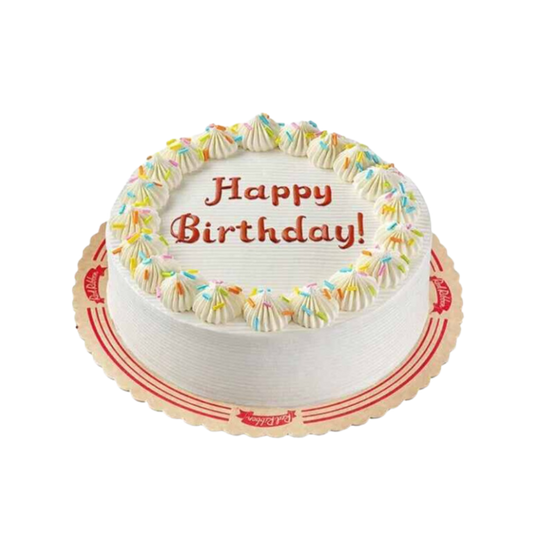 Round Vanilla Sprinkles Dedication Cake